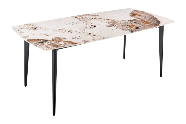 Esstisch 180x76 cm Keramik Metall in Natur Marmor Schwarz