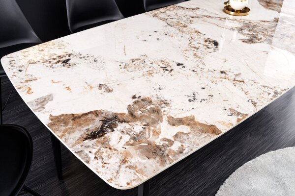 Esstisch 180x76 cm Keramik Metall in Natur Marmor Schwarz
