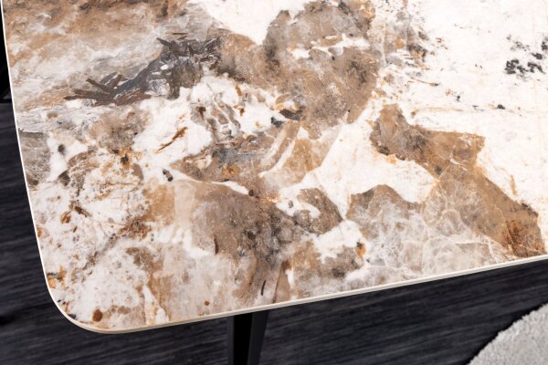 Esstisch 180x76 cm Keramik Metall in Natur Marmor Schwarz