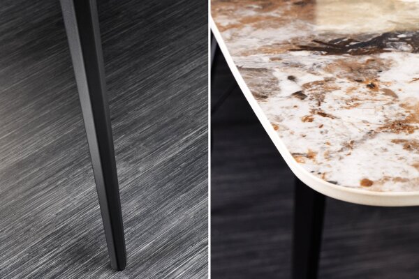 Esstisch 180x76 cm Keramik Metall in Natur Marmor Schwarz