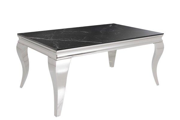 Couchtisch Keramik in Schwarz Marmor Silber 100x60 cm (LxB)