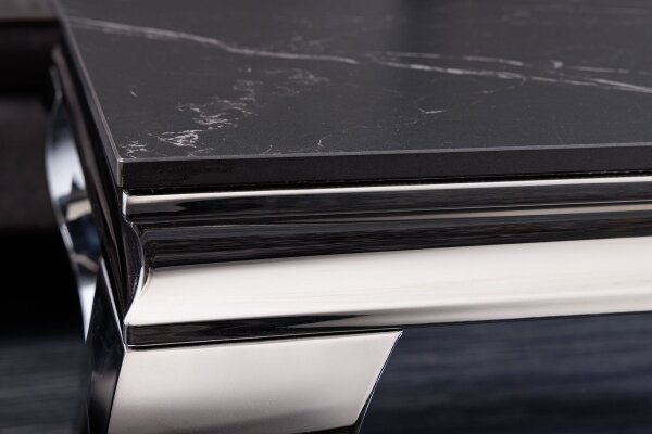 Couchtisch Keramik in Schwarz Marmor Silber 100x60 cm (LxB)