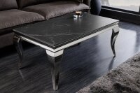 Couchtisch Keramik in Schwarz Marmor Silber 100x60 cm (LxB)