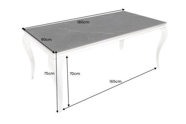 Esstisch Keramik in Schwarz Silber 180 x 90 cm Marmor Optik
