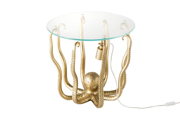 Beistelltisch Hartglas Polyresin in Gold 50 x 50 cm