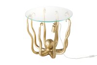 Beistelltisch Hartglas Polyresin in Gold 50 x 50 cm
