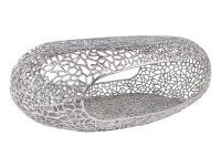 Couchtisch Metall in Silber 119 x 66 cm Handarbeit