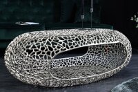 Couchtisch Metall in Silber 119 x 66 cm Handarbeit