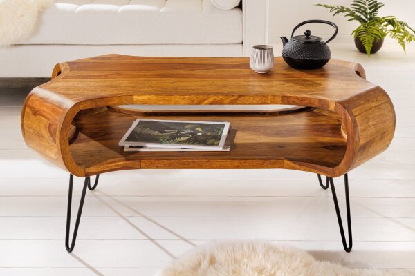 Couchtisch Sheesham Holz Metall 100 x 55 cm