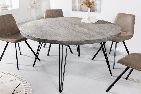 Esstisch rund Ø 120 cm Grau Schwarz Mango Holz Metall