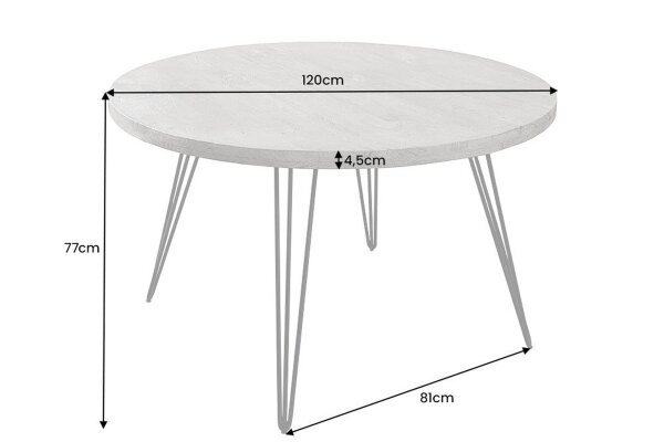 Esstisch rund Ø 120 cm Grau Schwarz Mango Holz Metall