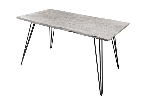 Esstisch Akazienholz Metall in Grau Schwarz 140x80 cm