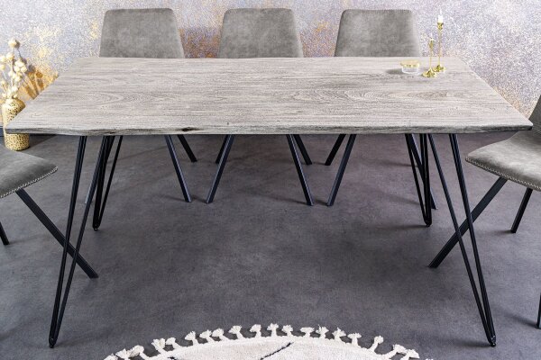 Esstisch Akazienholz Metall in Grau Schwarz 140x80 cm