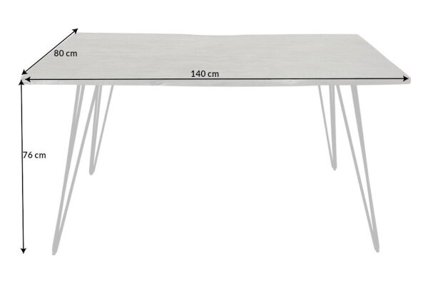Esstisch Akazienholz Metall in Grau Schwarz 140x80 cm