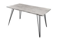 Esstisch Akazienholz Metall in Grau Schwarz 140x80 cm