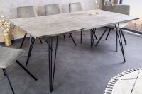Esstisch Akazienholz Metall in Grau Schwarz 140x80 cm