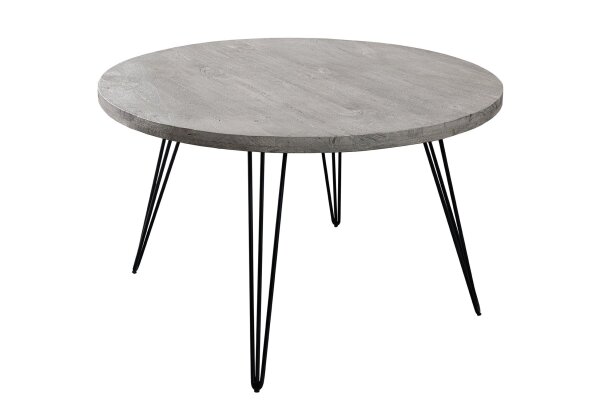 Esstisch Mango Holz Metall in Grau Schwarz 80x80 cm