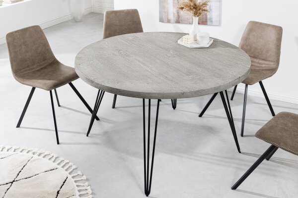Esstisch Mango Holz Metall in Grau Schwarz 80x80 cm