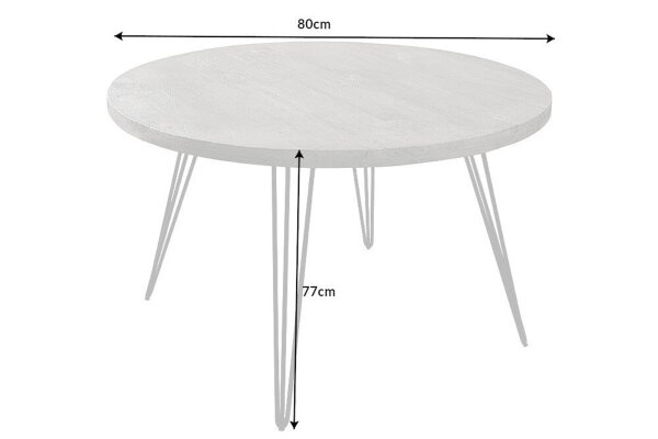 Esstisch Mango Holz Metall in Grau Schwarz 80x80 cm