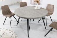 Esstisch Mango Holz Metall in Grau Schwarz 80x80 cm