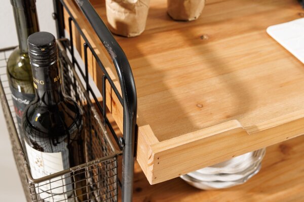 Küchenwagen mit Rollen Tabletts Holz (Kiefer) Metall