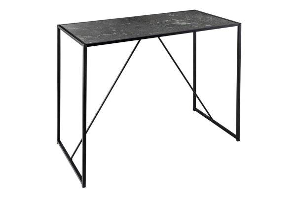 Bartisch Marmor Optik Schwarz 120 x 60 cm Metall MDF