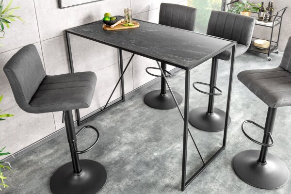 Bartisch Marmor Optik Schwarz 120 x 60 cm Metall MDF