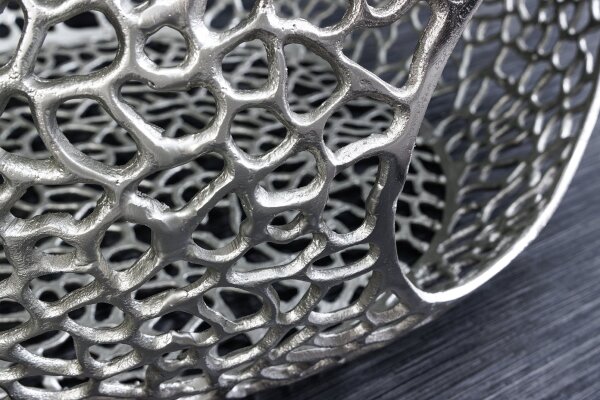 Couchtisch Metall Hartglas in Silber 74x74 cm Handarbeit