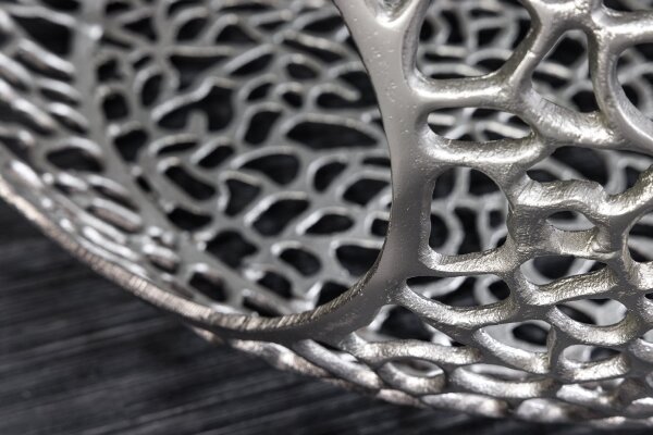Couchtisch Metall Hartglas in Silber 74x74 cm Handarbeit