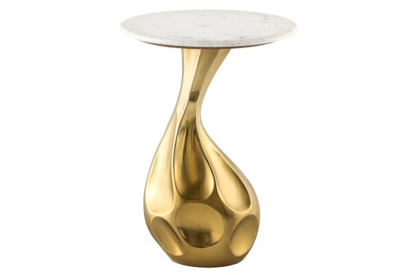 Beistelltisch 36x36 cm Marmor Metall in Weiß Gold Handarbeit