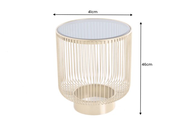 Beistelltisch Gold Schwarz rund Ø 41 cm Hartglas Metall