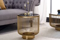 Beistelltisch Gold Schwarz rund Ø 41 cm Hartglas...