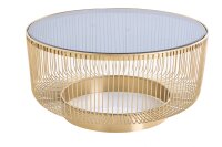 Couchtisch Hartglas Metall in Gold Schwarz Ø 79 cm...