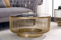 Couchtisch Hartglas Metall in Gold Schwarz Ø 79 cm...