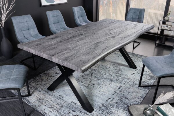 Esstisch in Grau Schwarz 180 x 90 cm Baumkante