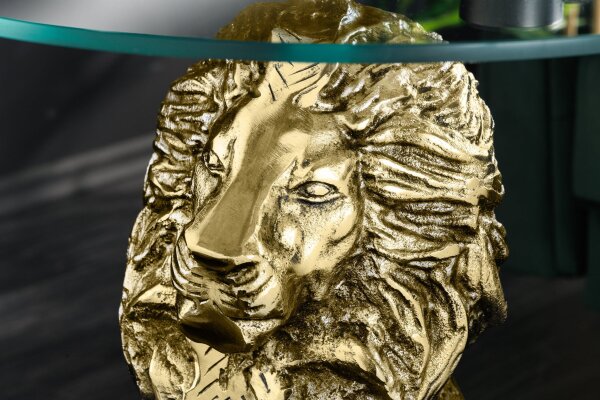 Beistelltisch rund Ø 45 cm Handarbeit Löwe in Gold