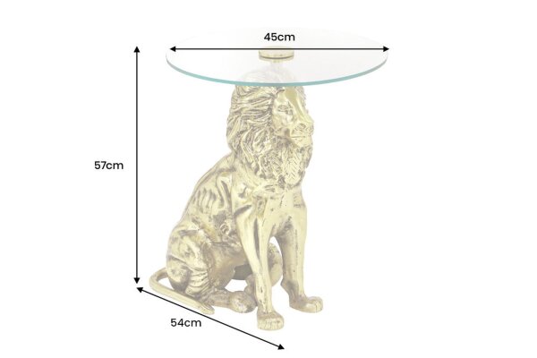 Beistelltisch rund Ø 45 cm Handarbeit Löwe in Gold
