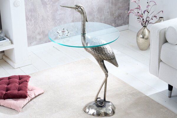 Beistelltisch Hartglas Metall in Silber 50x50 cm Handarbeit