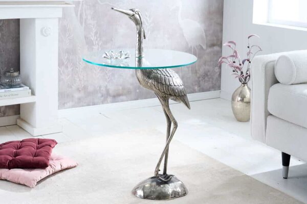 Beistelltisch Hartglas Metall in Silber 50x50 cm Handarbeit