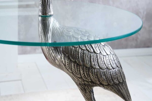 Beistelltisch Hartglas Metall in Silber 50x50 cm Handarbeit