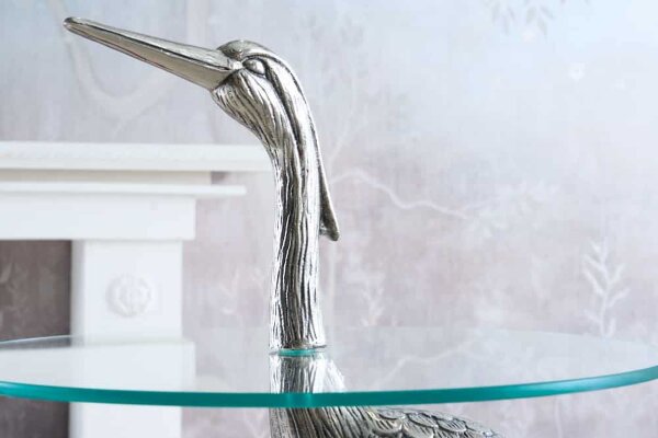 Beistelltisch Hartglas Metall in Silber 50x50 cm Handarbeit