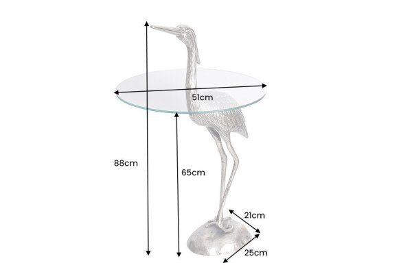 Beistelltisch Hartglas Metall in Silber 50x50 cm Handarbeit