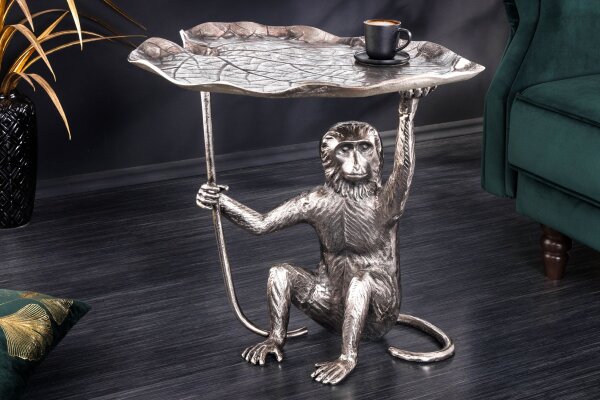 Beistelltisch Metall in Silber 55x50 cm Handarbeit