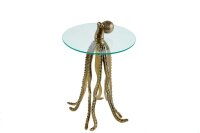 Beistelltisch Hartglas Metall in Messing 45x45 cm Handarbeit