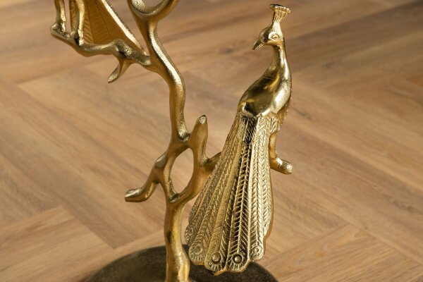 Beistelltisch Handarbeit Pfau in Gold Ø 45 cm rund