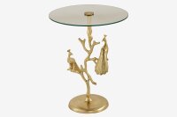 Beistelltisch Handarbeit Pfau in Gold Ø 45 cm rund