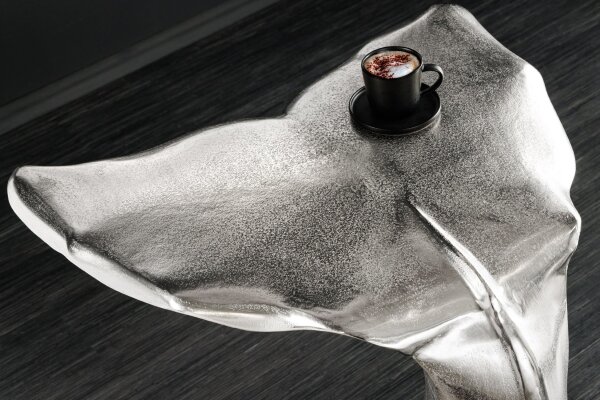 Beistelltisch Metall in Silber 57x50 cm Handarbeit