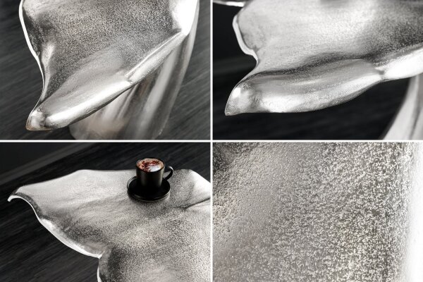 Beistelltisch Metall in Silber 57x50 cm Handarbeit