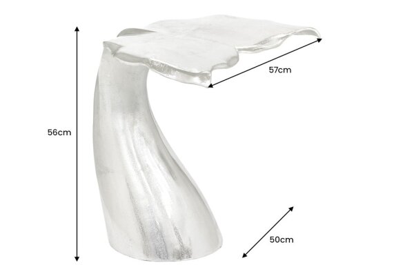 Beistelltisch Metall in Silber 57x50 cm Handarbeit