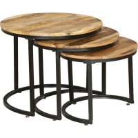 Beistelltisch rund 3er Set Mango Holz Stahl MELTON